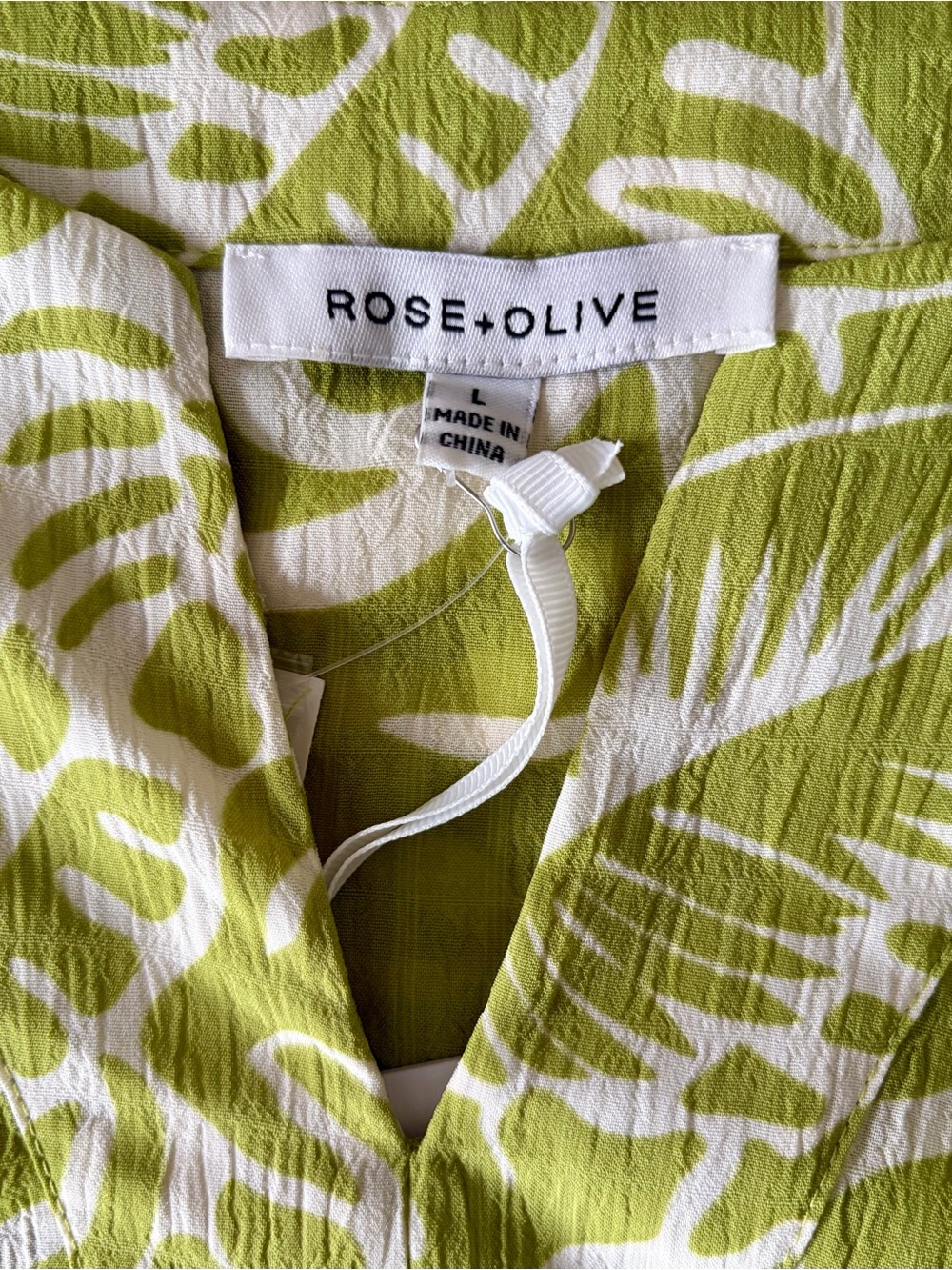 Rose & Olive Lime Green Palm-Print Women's Blouse - Picture 5 of 5